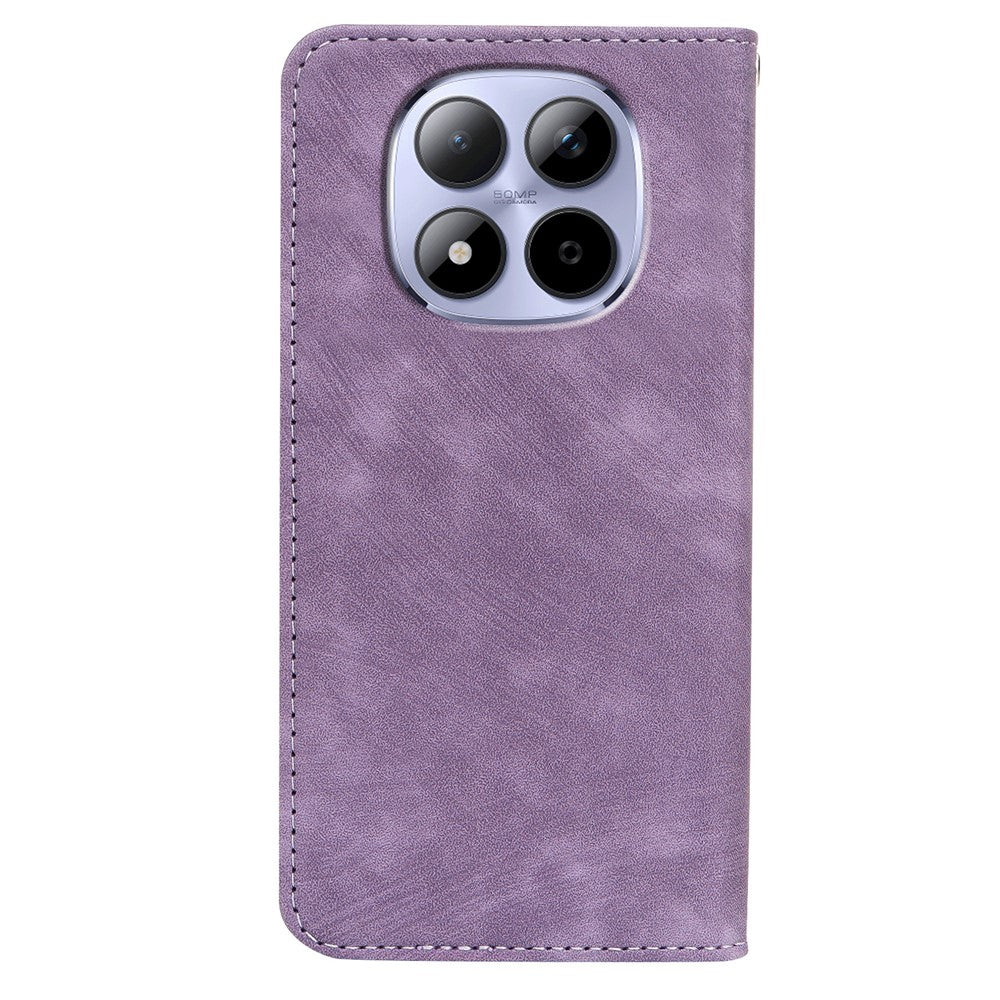 For Xiaomi Redmi Note 15 Pro 5G (Global) Case Strong Magnetic Leather Wallet Phone Cover with Striped Texture - Purple