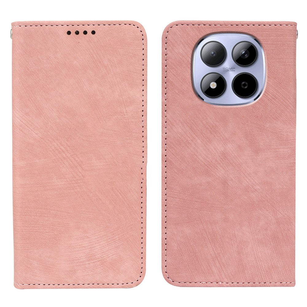 For Xiaomi Redmi Note 15 Pro 5G (Global) Case Strong Magnetic Leather Wallet Phone Cover with Striped Texture - Rose Gold