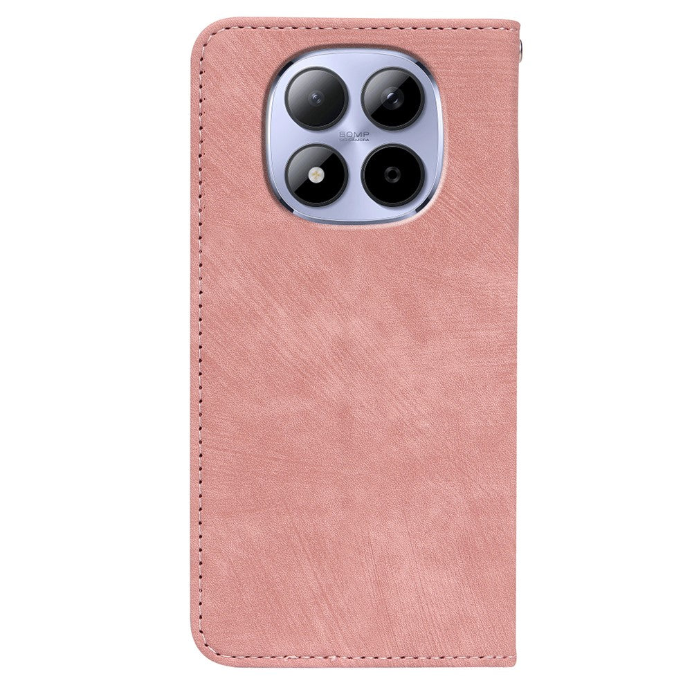 For Xiaomi Redmi Note 15 Pro 5G (Global) Case Strong Magnetic Leather Wallet Phone Cover with Striped Texture - Rose Gold