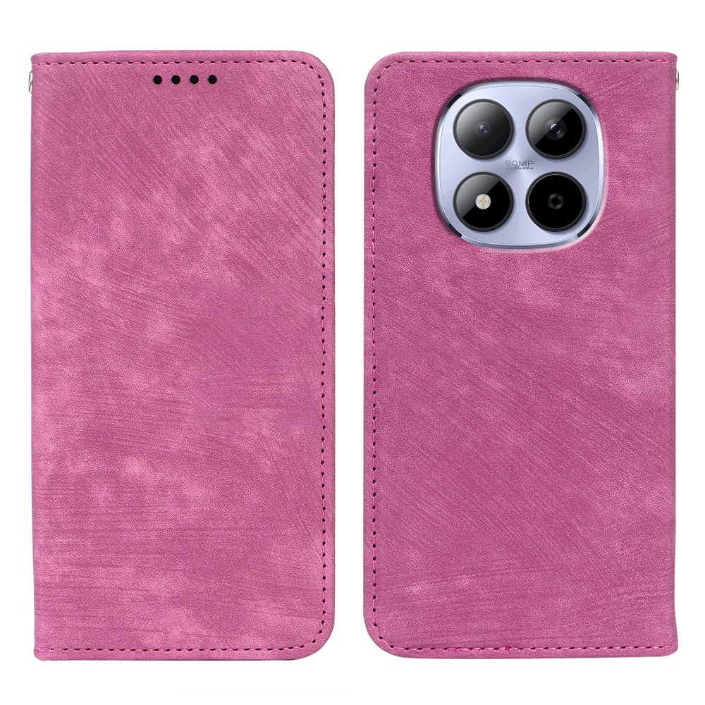 For Xiaomi Redmi Note 15 Pro 5G (Global) Case Strong Magnetic Leather Wallet Phone Cover with Striped Texture - Rose