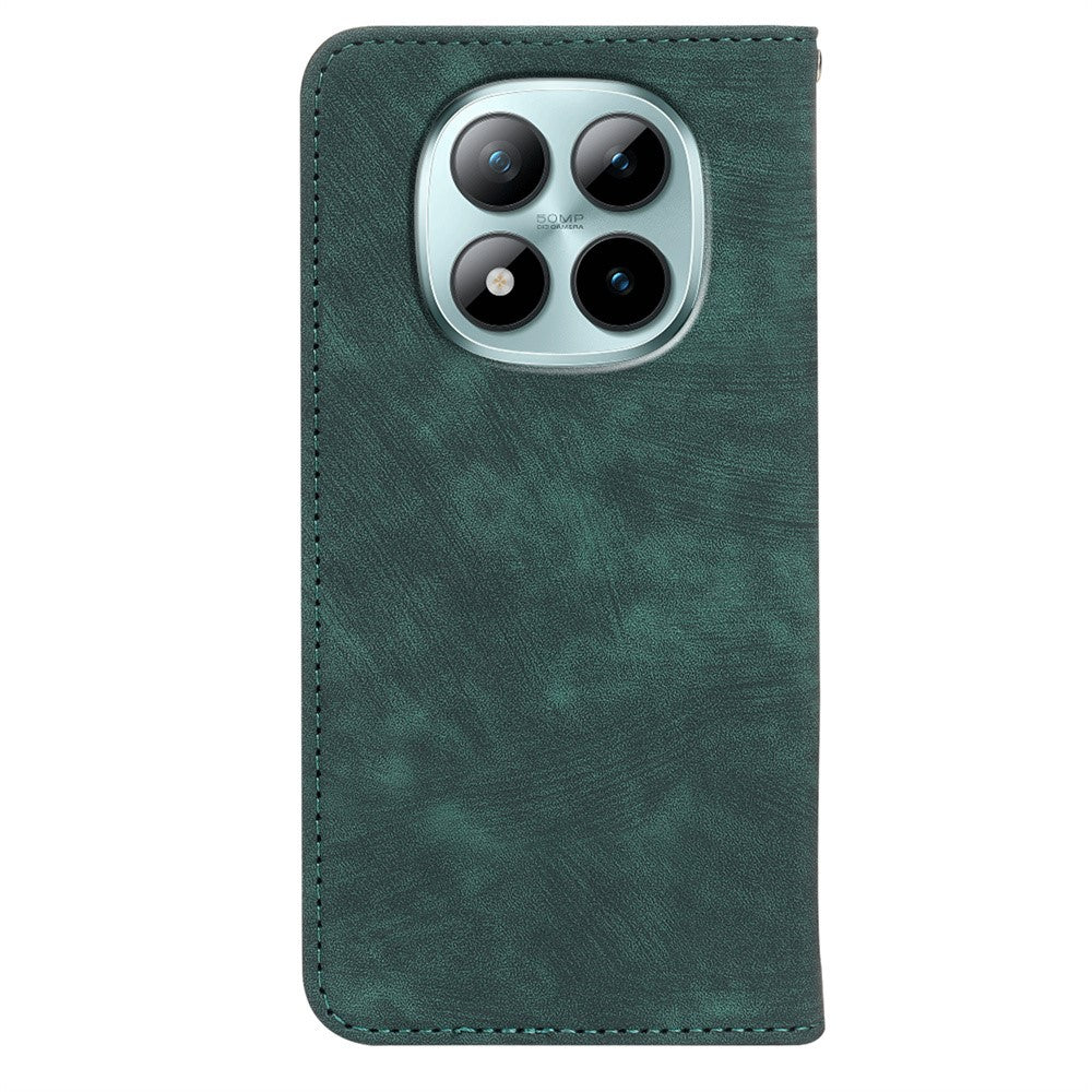 For Xiaomi Poco M8 Pro 5G / Redmi Note 15 Pro+ 5G (Global) Case Strong Magnetic Leather Wallet Phone Cover with Striped Texture - Green