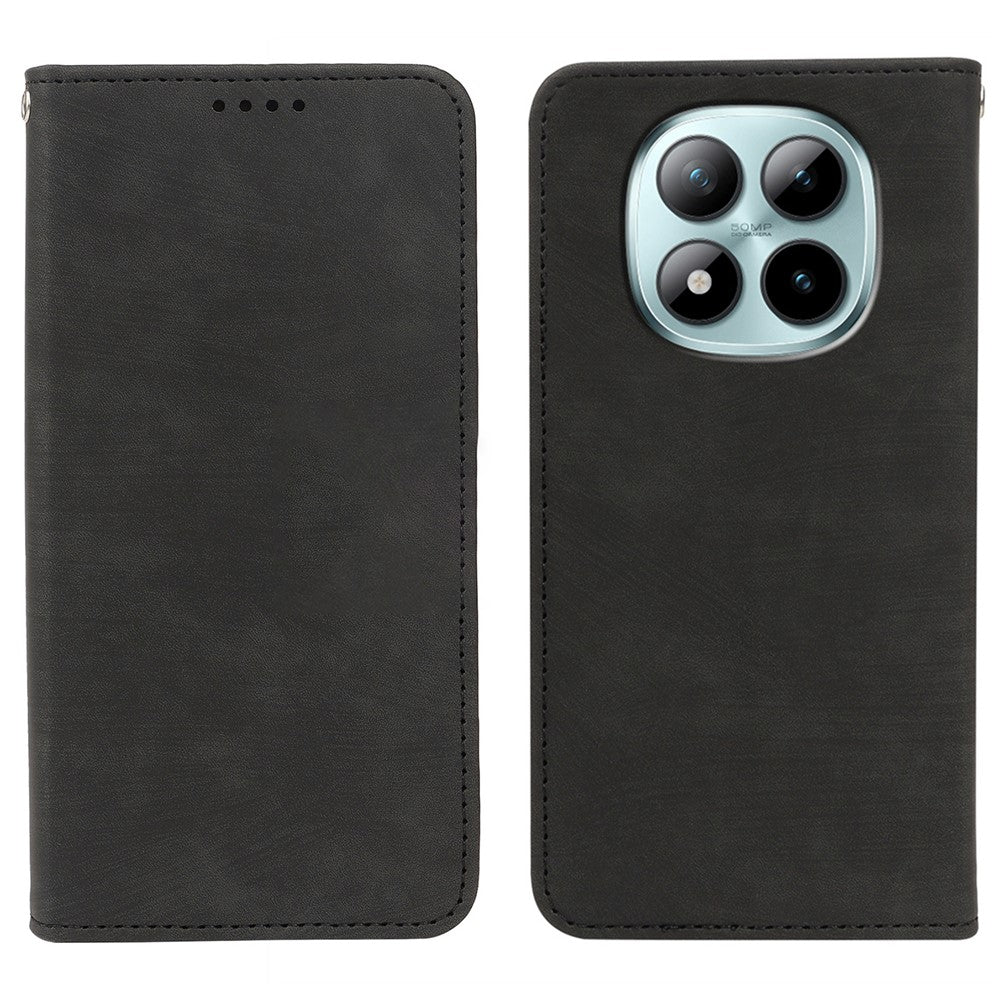 For Xiaomi Poco M8 Pro 5G / Redmi Note 15 Pro+ 5G (Global) Case Strong Magnetic Leather Wallet Phone Cover with Striped Texture - Black