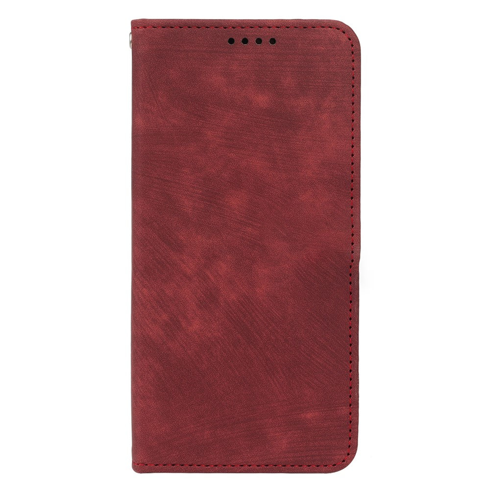 For Xiaomi Poco M8 Pro 5G / Redmi Note 15 Pro+ 5G (Global) Case Strong Magnetic Leather Wallet Phone Cover with Striped Texture - Red