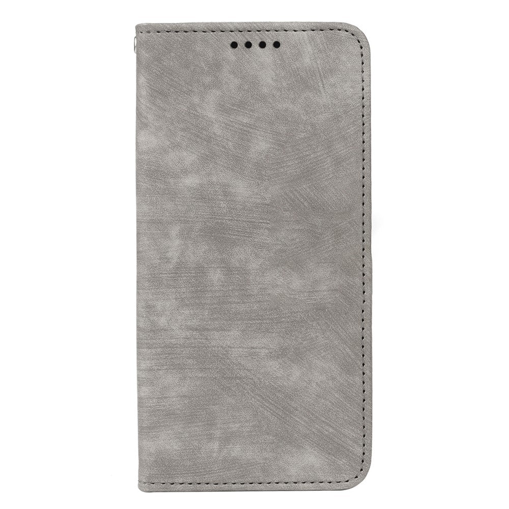 For Xiaomi Poco M8 Pro 5G / Redmi Note 15 Pro+ 5G (Global) Case Strong Magnetic Leather Wallet Phone Cover with Striped Texture - Grey