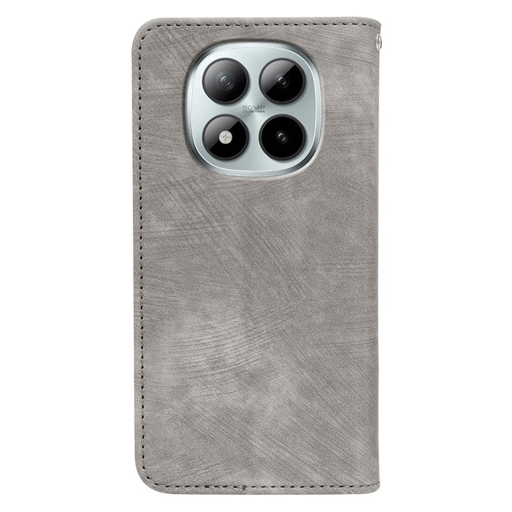 For Xiaomi Poco M8 Pro 5G / Redmi Note 15 Pro+ 5G (Global) Case Strong Magnetic Leather Wallet Phone Cover with Striped Texture - Grey
