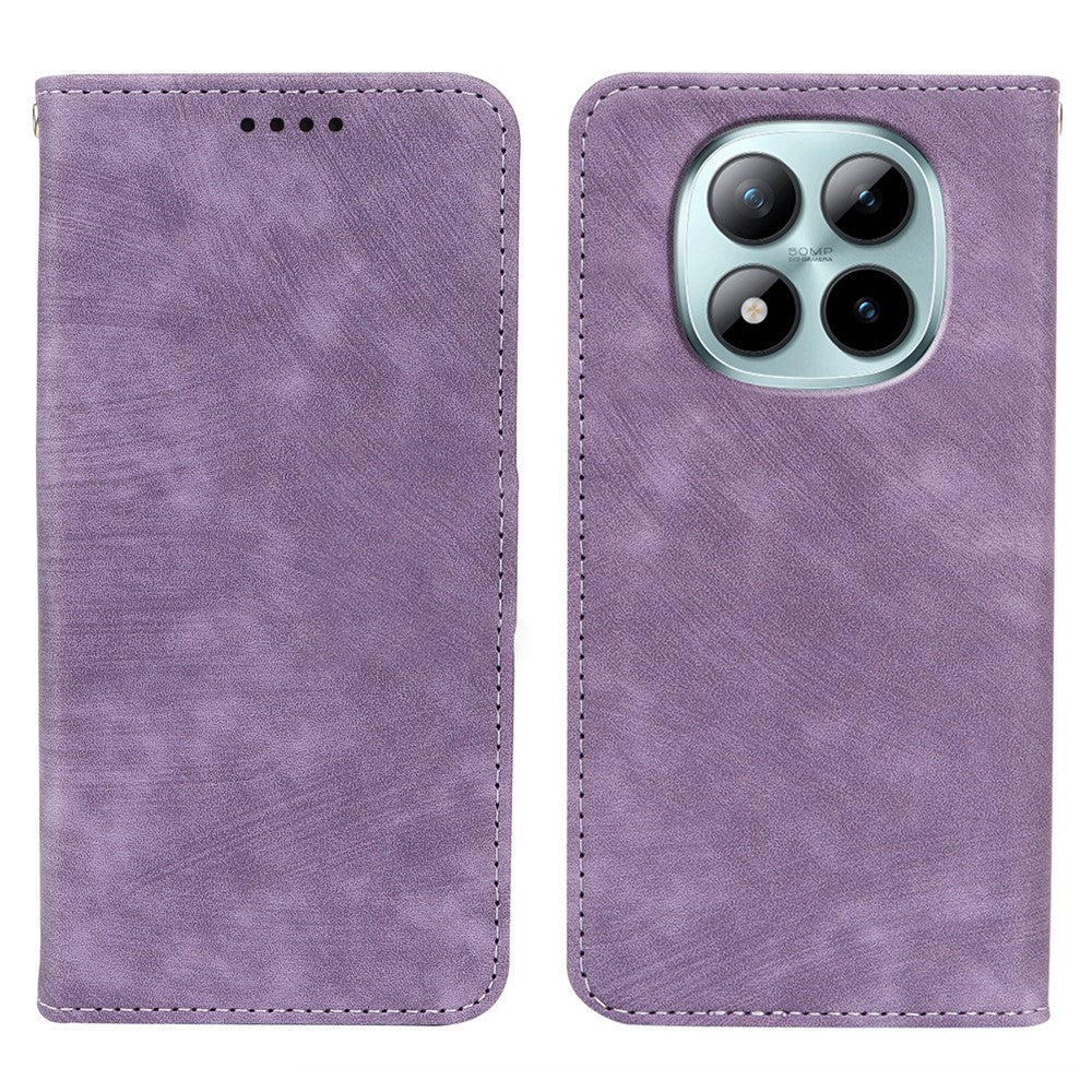 For Xiaomi Poco M8 Pro 5G / Redmi Note 15 Pro+ 5G (Global) Case Strong Magnetic Leather Wallet Phone Cover with Striped Texture - Purple