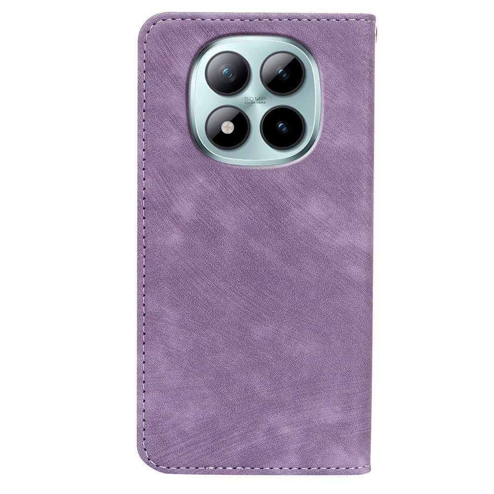 For Xiaomi Poco M8 Pro 5G / Redmi Note 15 Pro+ 5G (Global) Case Strong Magnetic Leather Wallet Phone Cover with Striped Texture - Purple