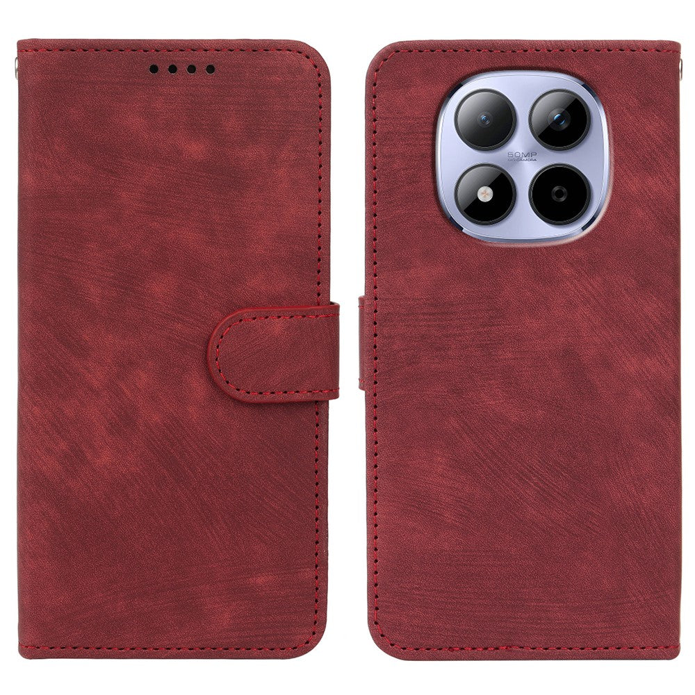 For Xiaomi Redmi Note 15 Pro 5G (Global) Case Flip Wallet Striped Texture Leather Phone Cover - Red
