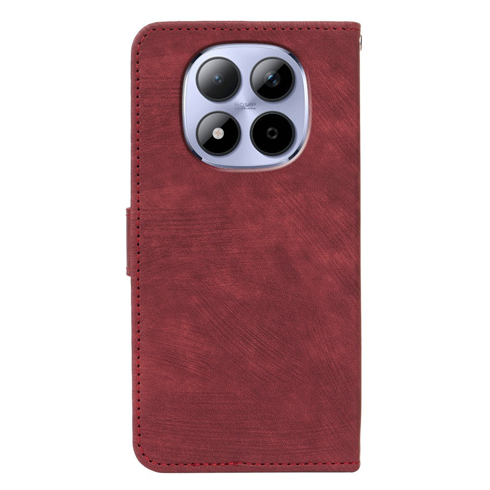 For Xiaomi Redmi Note 15 Pro 5G (Global) Case Flip Wallet Striped Texture Leather Phone Cover - Red