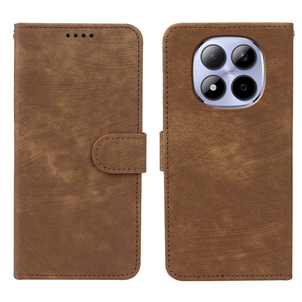 For Xiaomi Redmi Note 15 Pro 5G (Global) Case Flip Wallet Striped Texture Leather Phone Cover - Brown