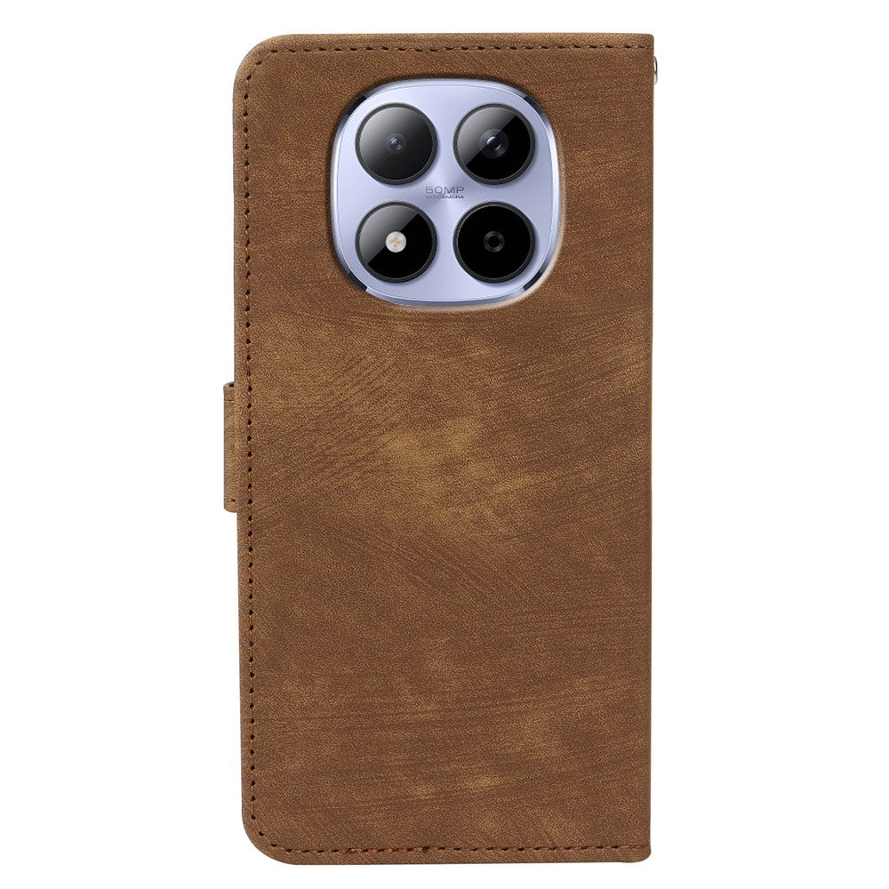 For Xiaomi Redmi Note 15 Pro 5G (Global) Case Flip Wallet Striped Texture Leather Phone Cover - Brown