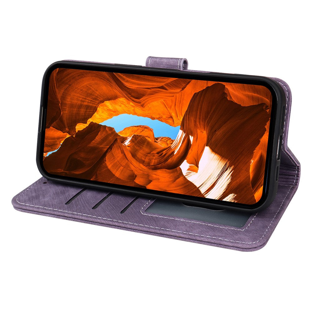 For Xiaomi Poco M8 Pro 5G / Redmi Note 15 Pro+ 5G (Global) Case Flip Wallet Striped Texture Leather Phone Cover - Purple