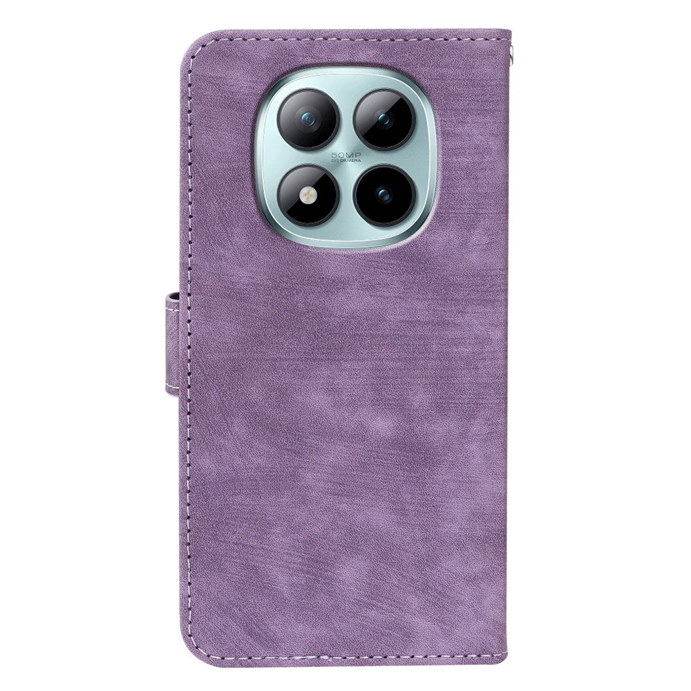 For Xiaomi Poco M8 Pro 5G / Redmi Note 15 Pro+ 5G (Global) Case Flip Wallet Striped Texture Leather Phone Cover - Purple