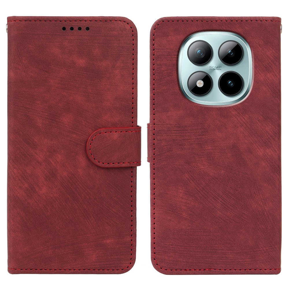 For Xiaomi Poco M8 Pro 5G / Redmi Note 15 Pro+ 5G (Global) Case Flip Wallet Striped Texture Leather Phone Cover - Red