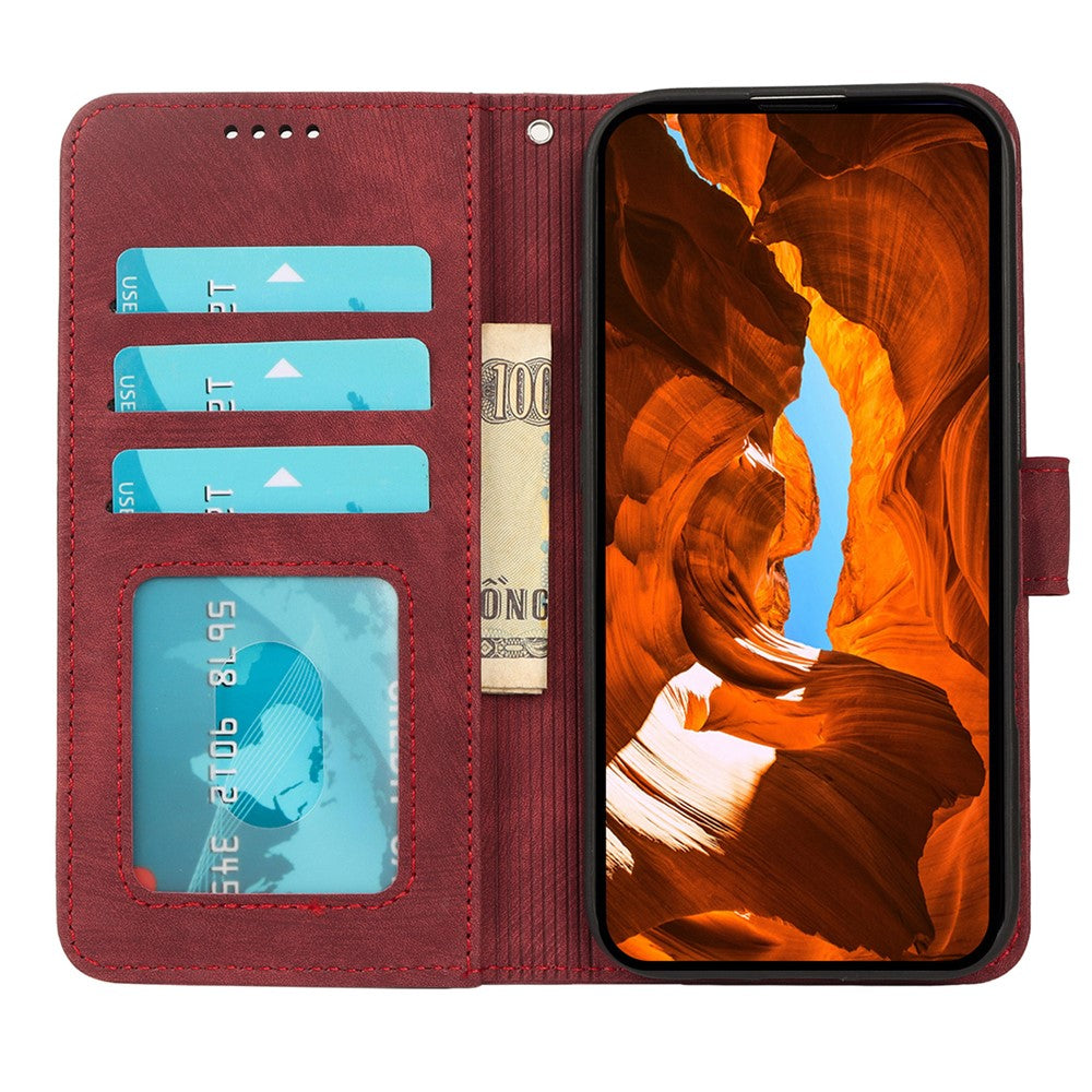 For Xiaomi Poco M8 Pro 5G / Redmi Note 15 Pro+ 5G (Global) Case Flip Wallet Striped Texture Leather Phone Cover - Red