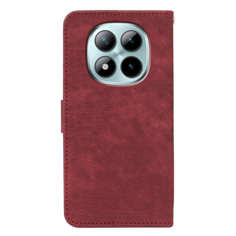 For Xiaomi Poco M8 Pro 5G / Redmi Note 15 Pro+ 5G (Global) Case Flip Wallet Striped Texture Leather Phone Cover - Red