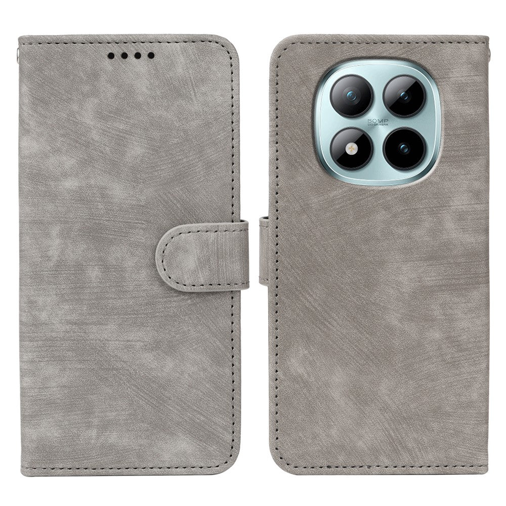 For Xiaomi Poco M8 Pro 5G / Redmi Note 15 Pro+ 5G (Global) Case Flip Wallet Striped Texture Leather Phone Cover - Grey