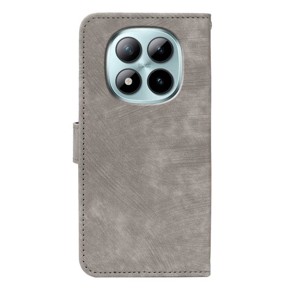 For Xiaomi Poco M8 Pro 5G / Redmi Note 15 Pro+ 5G (Global) Case Flip Wallet Striped Texture Leather Phone Cover - Grey