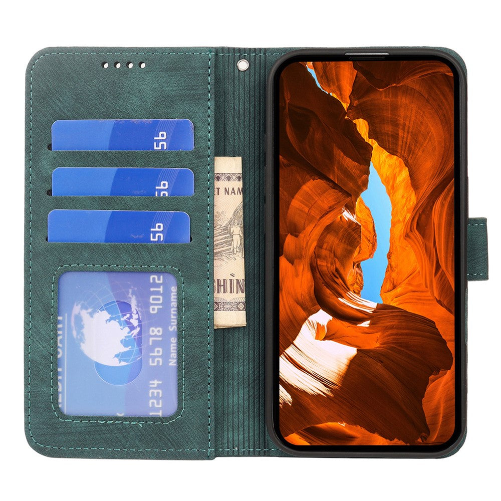 For Xiaomi Poco M8 Pro 5G / Redmi Note 15 Pro+ 5G (Global) Case Flip Wallet Striped Texture Leather Phone Cover - Green
