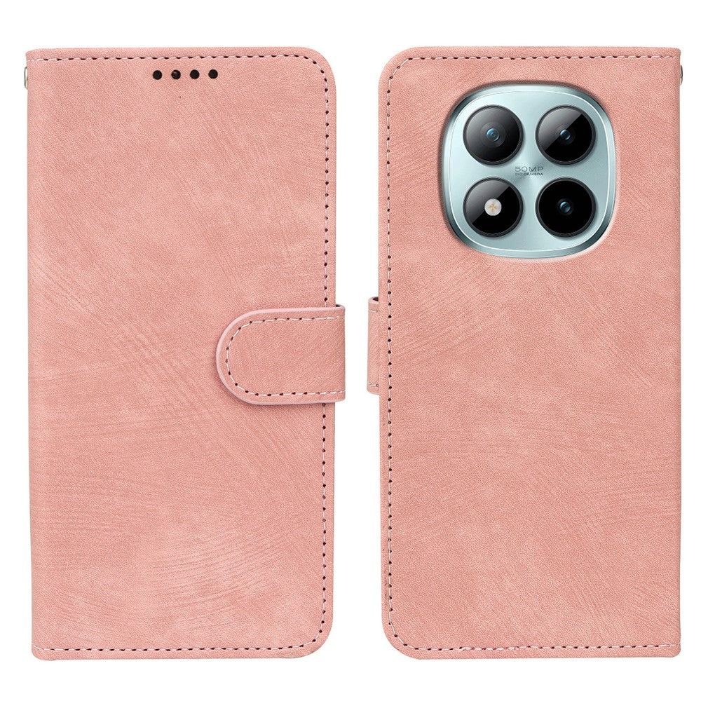 For Xiaomi Poco M8 Pro 5G / Redmi Note 15 Pro+ 5G (Global) Case Flip Wallet Striped Texture Leather Phone Cover - Rose Gold