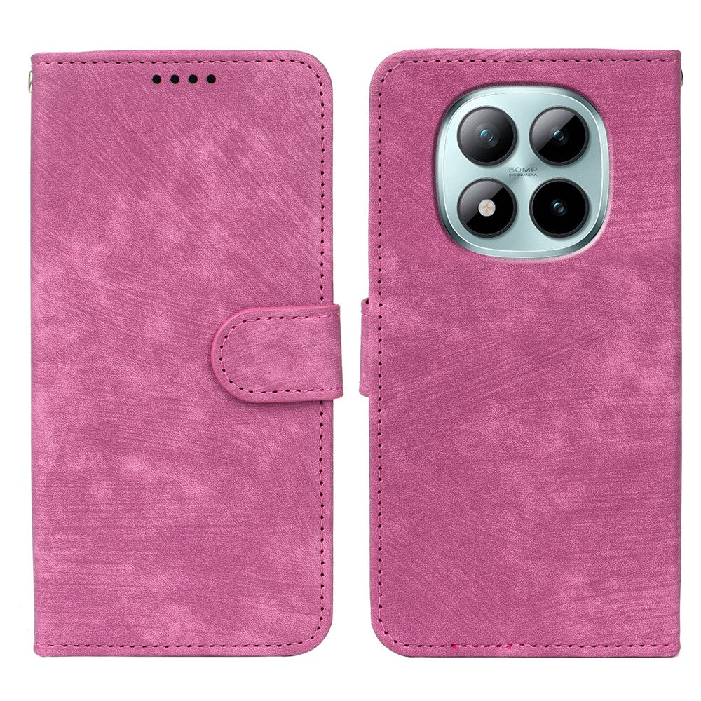 For Xiaomi Poco M8 Pro 5G / Redmi Note 15 Pro+ 5G (Global) Case Flip Wallet Striped Texture Leather Phone Cover - Rose