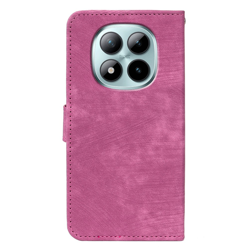 For Xiaomi Poco M8 Pro 5G / Redmi Note 15 Pro+ 5G (Global) Case Flip Wallet Striped Texture Leather Phone Cover - Rose