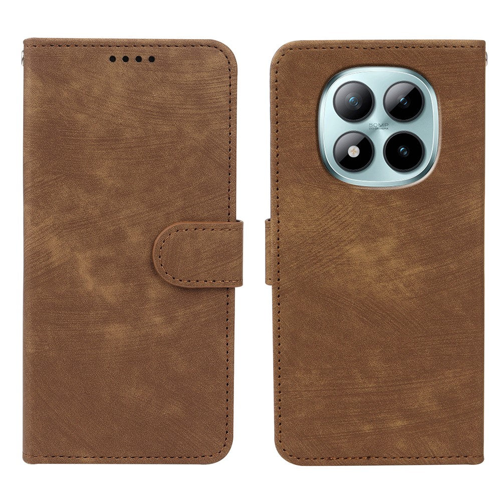 For Xiaomi Poco M8 Pro 5G / Redmi Note 15 Pro+ 5G (Global) Case Flip Wallet Striped Texture Leather Phone Cover - Brown