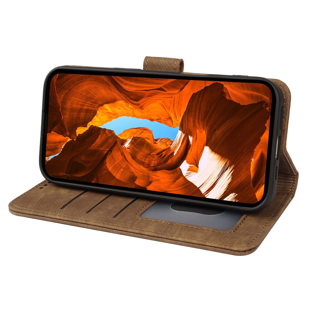 For Xiaomi Poco M8 Pro 5G / Redmi Note 15 Pro+ 5G (Global) Case Flip Wallet Striped Texture Leather Phone Cover - Brown