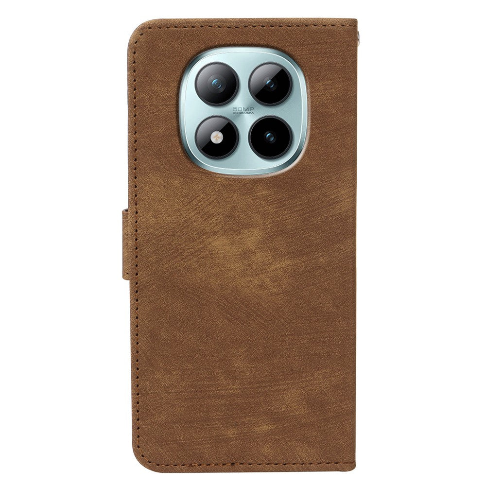For Xiaomi Poco M8 Pro 5G / Redmi Note 15 Pro+ 5G (Global) Case Flip Wallet Striped Texture Leather Phone Cover - Brown
