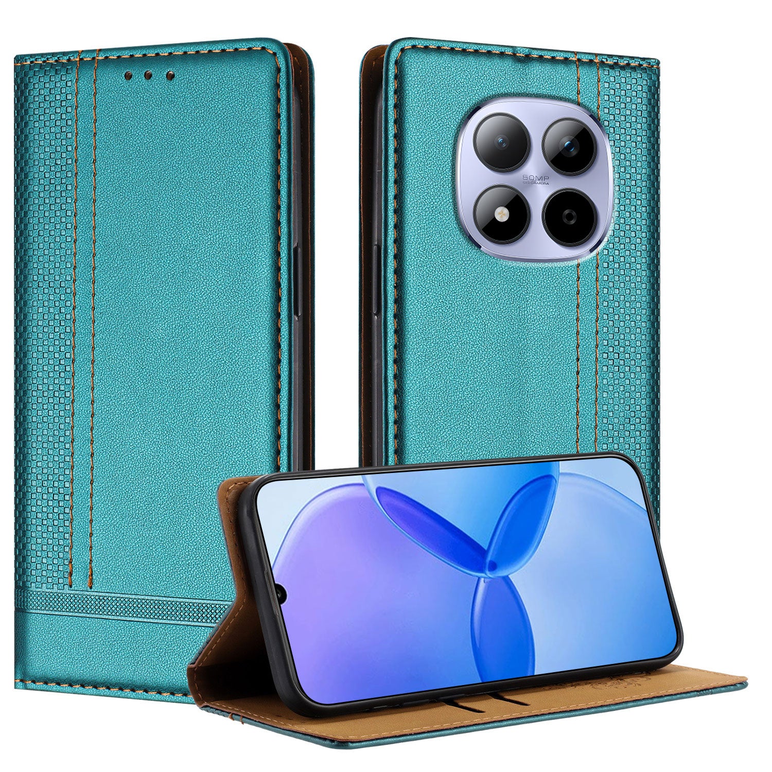 For Xiaomi Redmi Note 15 Pro 5G (Global) Case L-Shaped Grid Pattern Leather Stand Phone Cover with Card Slots - Green