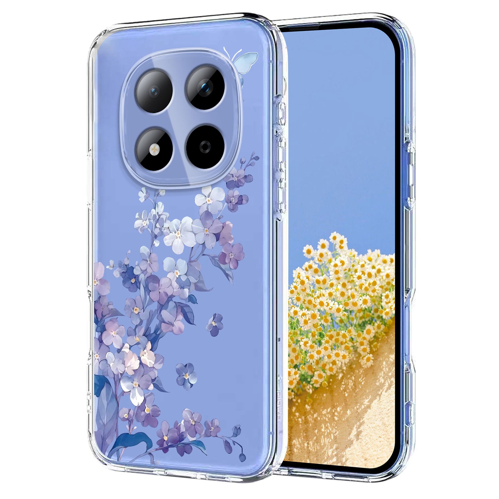 For Xiaomi Redmi Note 15 Pro 5G (Global) Case Butterfly Floral Pattern Printing TPU Phone Back Cover - Violets