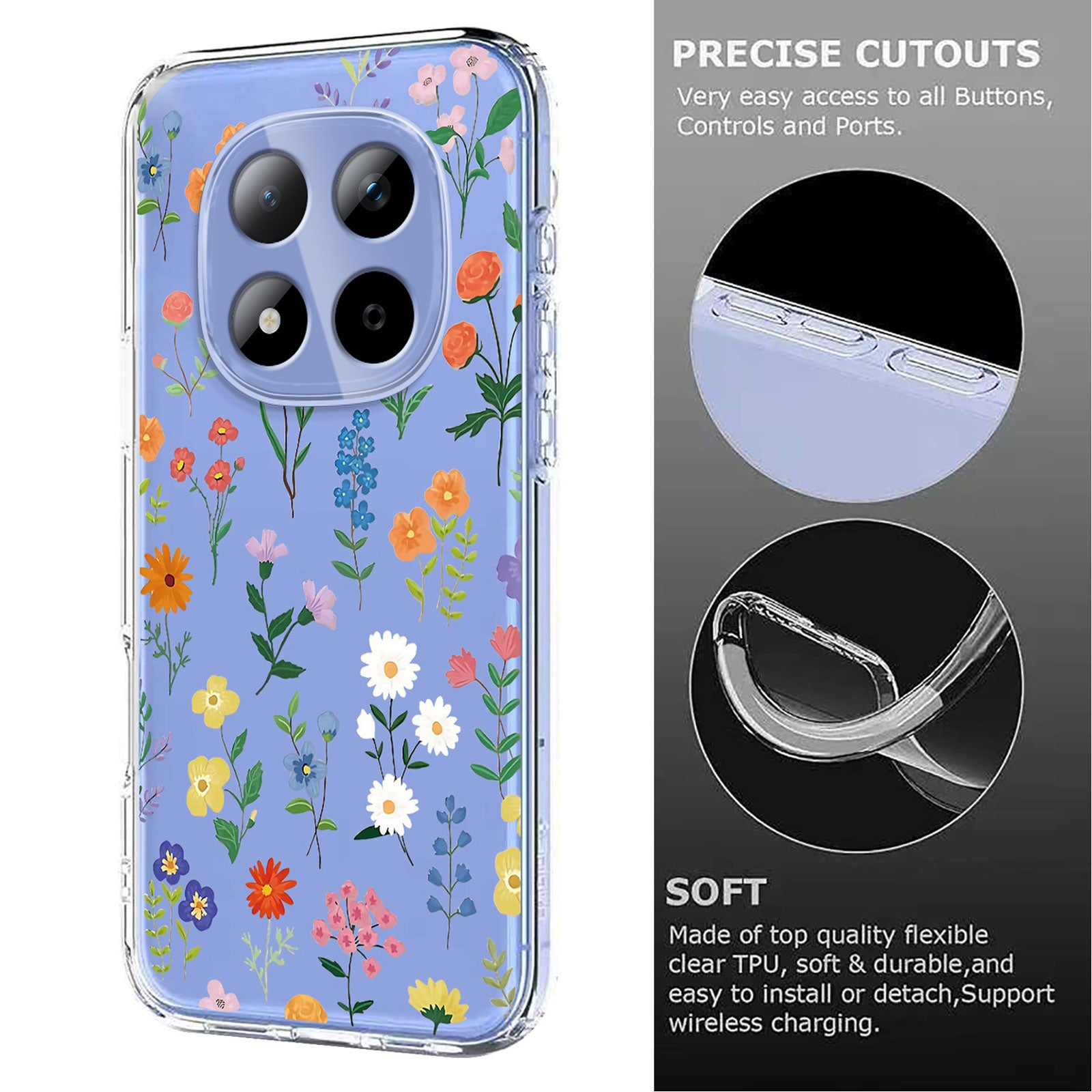 For Xiaomi Redmi Note 15 Pro 5G (Global) Case Butterfly Floral Pattern Printing TPU Phone Back Cover - Daisies