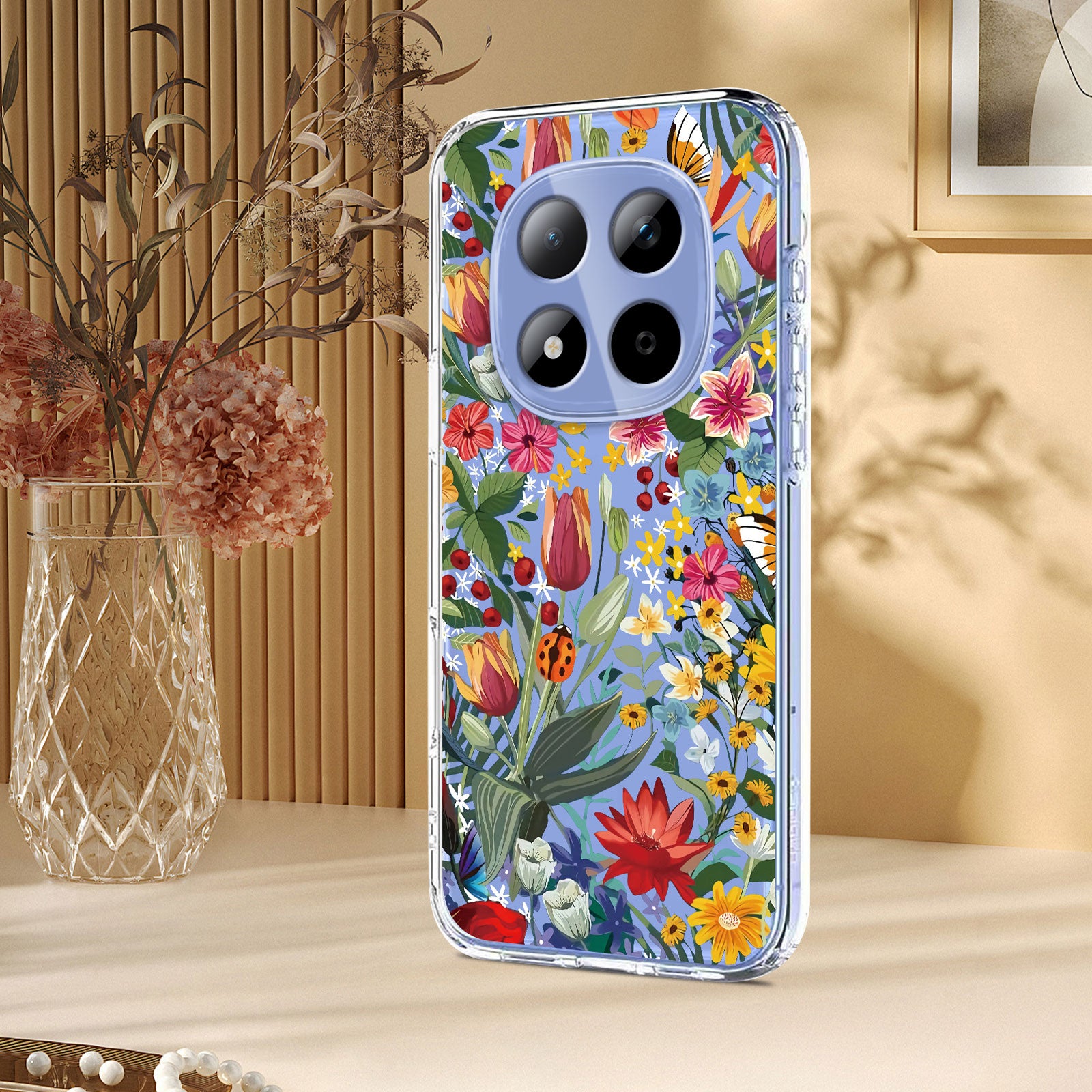 For Xiaomi Redmi Note 15 Pro 5G (Global) Case Butterfly Floral Pattern Printing TPU Phone Back Cover - Lilies