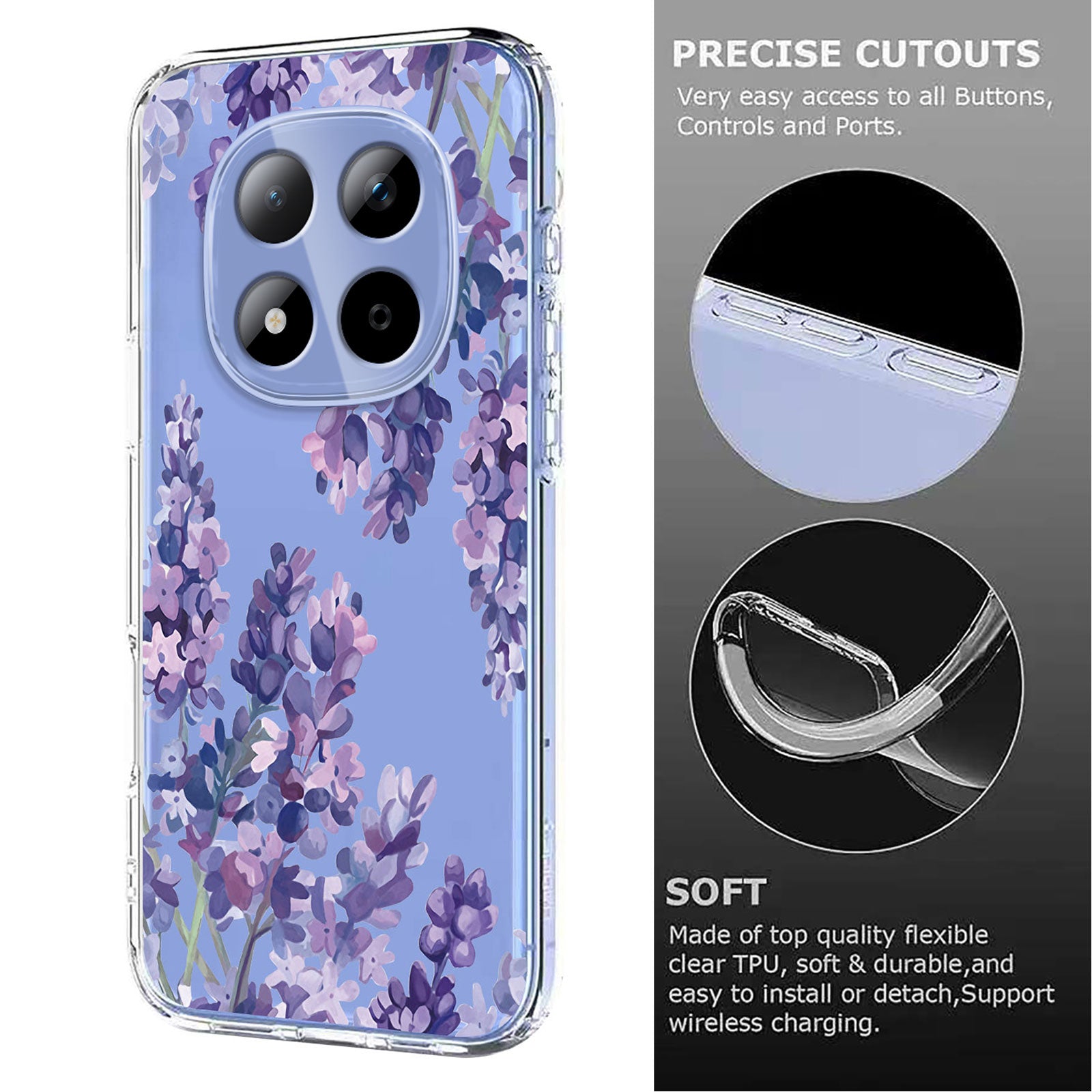 For Xiaomi Redmi Note 15 Pro 5G (Global) Case Butterfly Floral Pattern Printing TPU Phone Back Cover - Wisteria