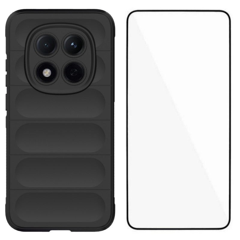 For Xiaomi Redmi Note 15 Pro 5G (Global) TPU Case WANLONFENG HD Series Anti Slip Phone Cover with Tempered Glass - Black