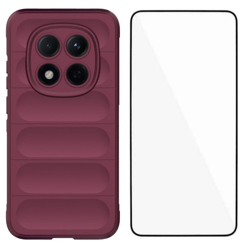 For Xiaomi Redmi Note 15 Pro 5G (Global) TPU Case WANLONFENG HD Series Anti Slip Phone Cover with Tempered Glass - Wine Red