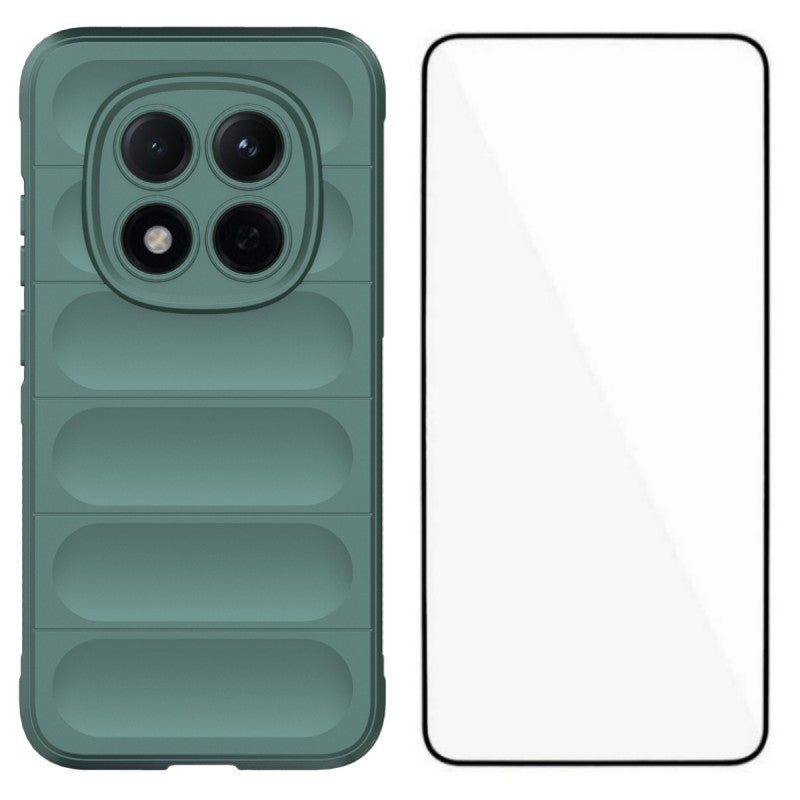 For Xiaomi Redmi Note 15 Pro 5G (Global) TPU Case WANLONFENG HD Series Anti Slip Phone Cover with Tempered Glass - Army Green