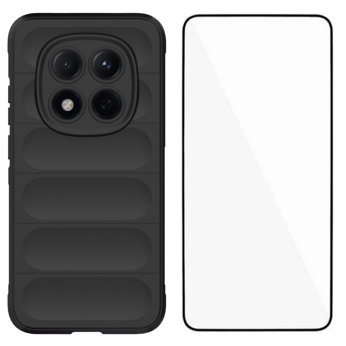 For Xiaomi Poco M8 Pro 5G / Redmi Note 15 Pro+ 5G (Global) TPU Case WANLONFENG HD Series Anti Slip Phone Cover with Tempered Glass - Black