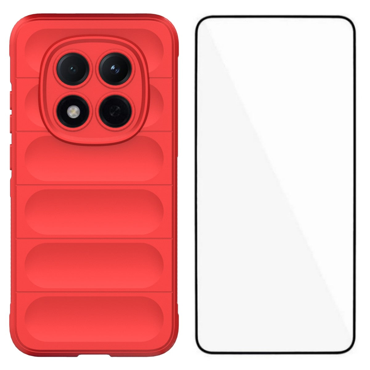 For Xiaomi Poco M8 Pro 5G / Redmi Note 15 Pro+ 5G (Global) TPU Case WANLONFENG HD Series Anti Slip Phone Cover with Tempered Glass - Red