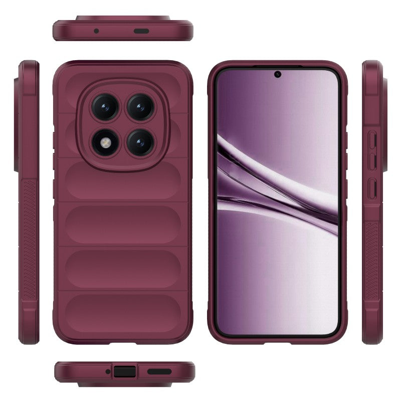 For Xiaomi Poco M8 Pro 5G / Redmi Note 15 Pro+ 5G (Global) TPU Case WANLONFENG HD Series Anti Slip Phone Cover with Tempered Glass - Wine Red