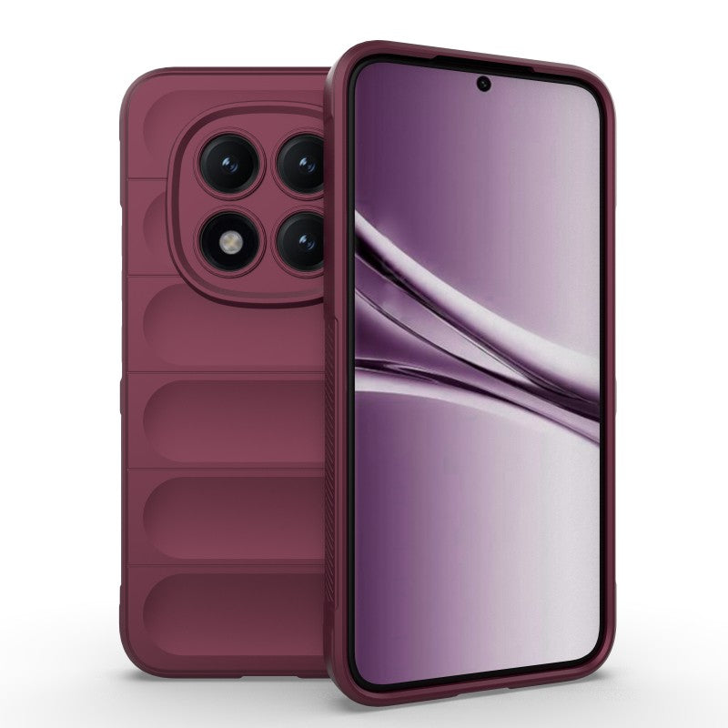 For Xiaomi Poco M8 Pro 5G / Redmi Note 15 Pro+ 5G (Global) TPU Case WANLONFENG HD Series Anti Slip Phone Cover with Tempered Glass - Wine Red