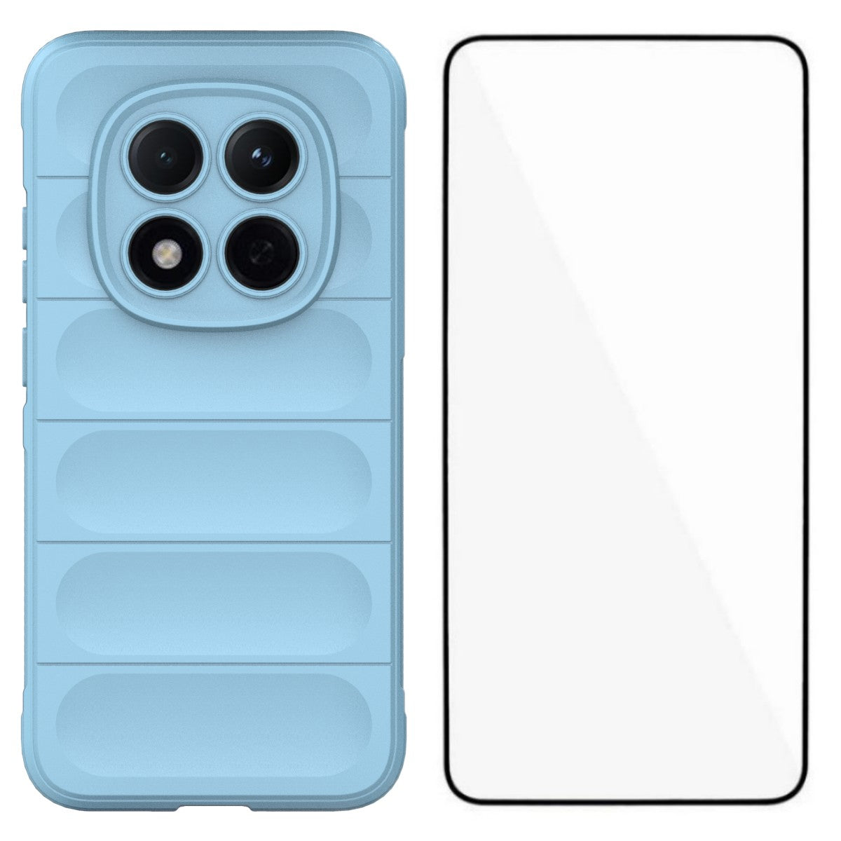 For Xiaomi Poco M8 Pro 5G / Redmi Note 15 Pro+ 5G (Global) TPU Case WANLONFENG HD Series Anti Slip Phone Cover with Tempered Glass - Baby Blue