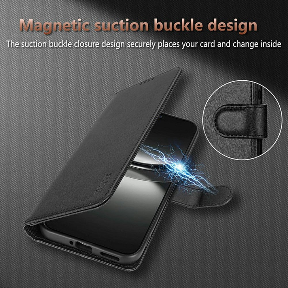 AZNS For Xiaomi Redmi Note 15 Pro 5G (Global) Case PU Leather Wallet Phone Cover - Black