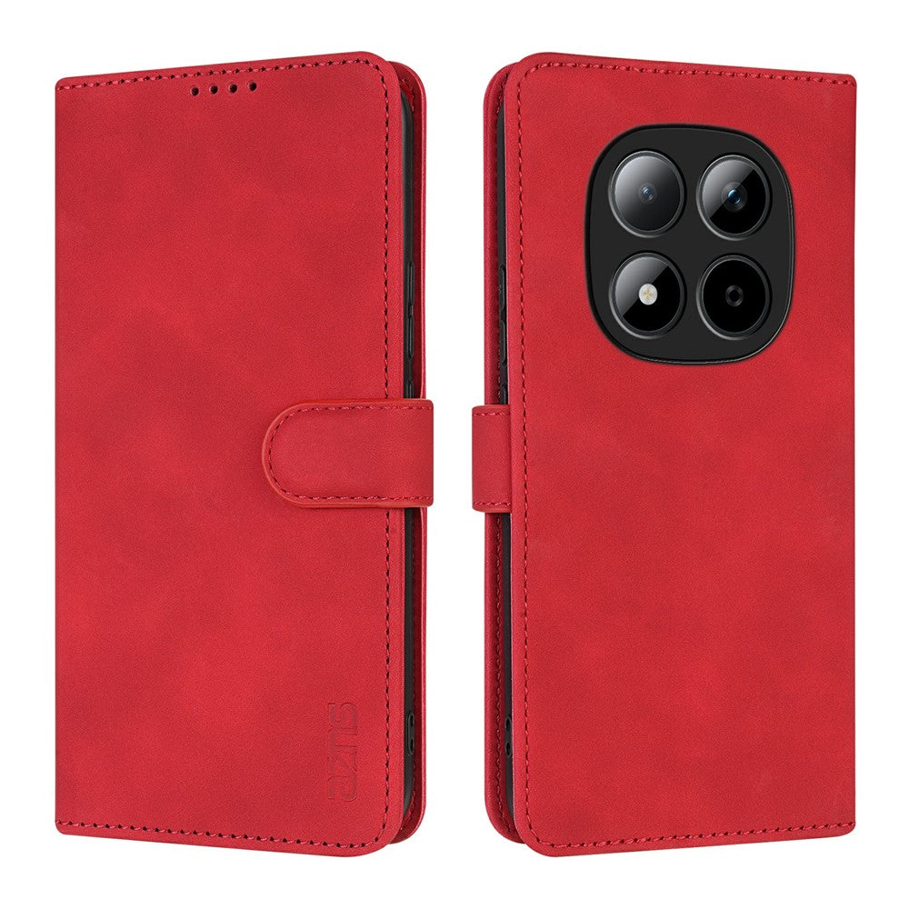 AZNS For Xiaomi Redmi Note 15 Pro 5G (Global) Case PU Leather Wallet Phone Cover - Red