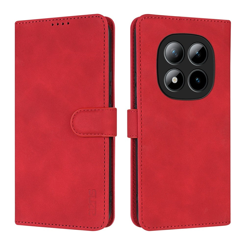 AZNS For Xiaomi Poco M8 Pro 5G / Redmi Note 15 Pro+ 5G (Global) Case PU Leather Wallet Phone Cover - Red