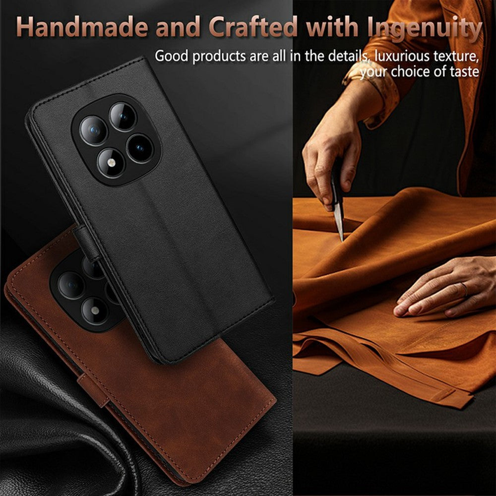AZNS For Xiaomi Poco M8 Pro 5G / Redmi Note 15 Pro+ 5G (Global) Case PU Leather Wallet Phone Cover - Red