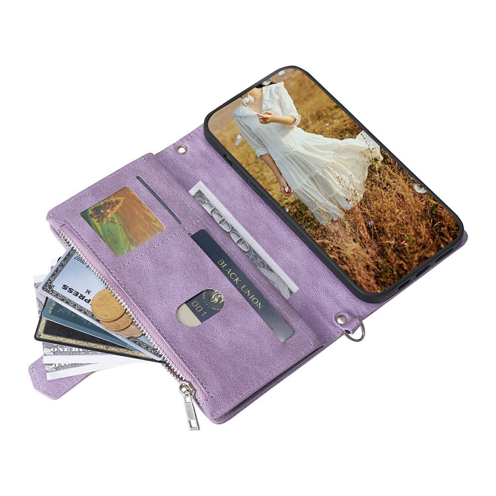 For Xiaomi Redmi Note 15 Pro 5G (Global) Wallet Case Rhombus Stitching Line PU Leather Phone Cover with Wrist Strap - Purple