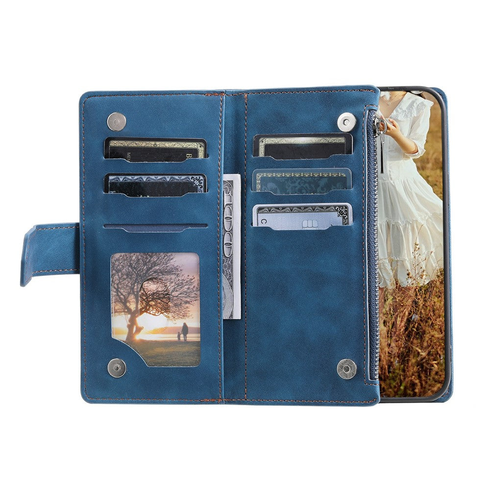 For Xiaomi Redmi Note 15 Pro 5G (Global) Wallet Case Rhombus Stitching Line PU Leather Phone Cover with Wrist Strap - Blue