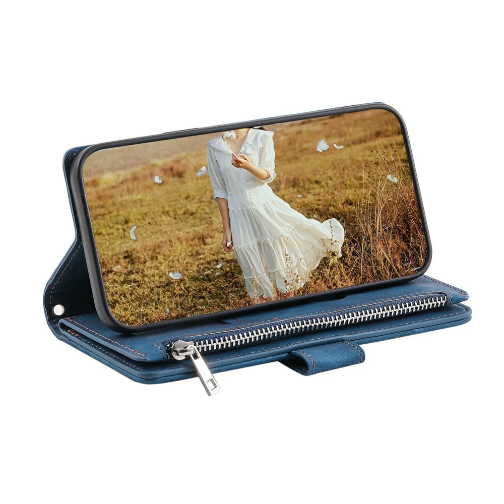 For Xiaomi Redmi Note 15 Pro 5G (Global) Wallet Case Rhombus Stitching Line PU Leather Phone Cover with Wrist Strap - Blue