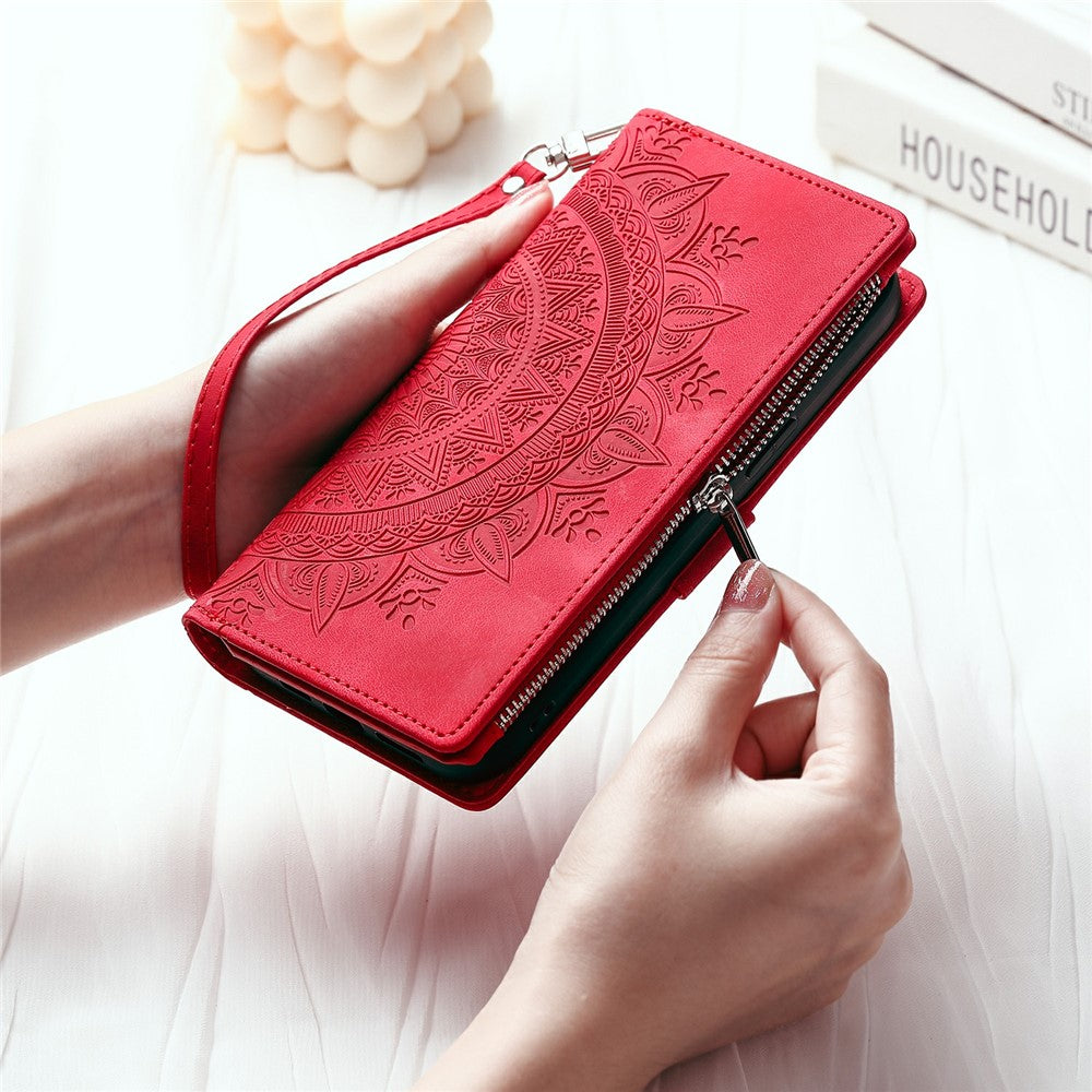 For Xiaomi Redmi Note 15 Pro 5G (Global) Wallet Case Mandala Flower Pattern PU Leather Phone Cover with Wrist Strap - Rose